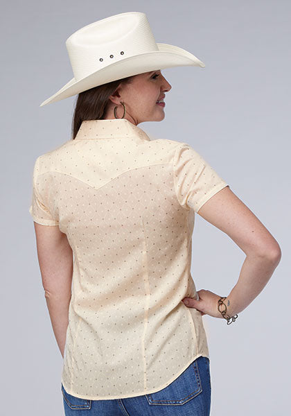 Womens S/S Cream/White Diamond Wallpaper Print Shirt