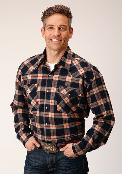 Mens Long Sleeve Unlined Flannel Plaid Shirt