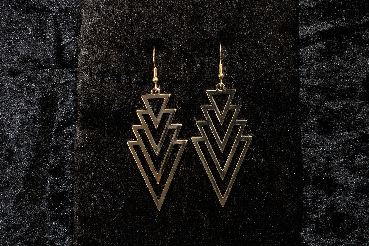 Blazin Roxx Earrings Gold Geometric Triangle Design