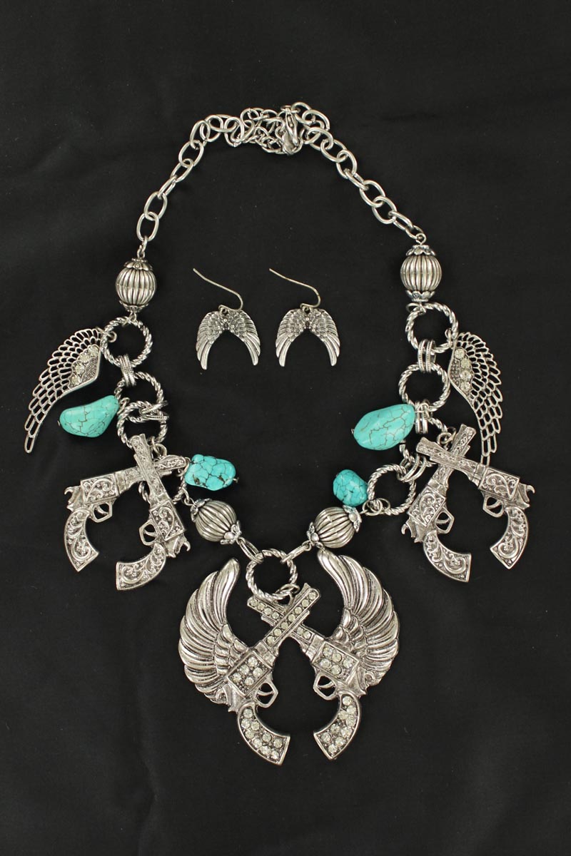 Silver & TQ Set with Pistols & Wings