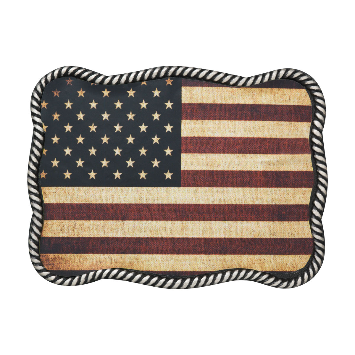 Rectangle Rope Edge US Flag Buckle