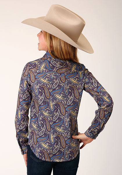 Girls Royal Paisley L/S Roper Shirt