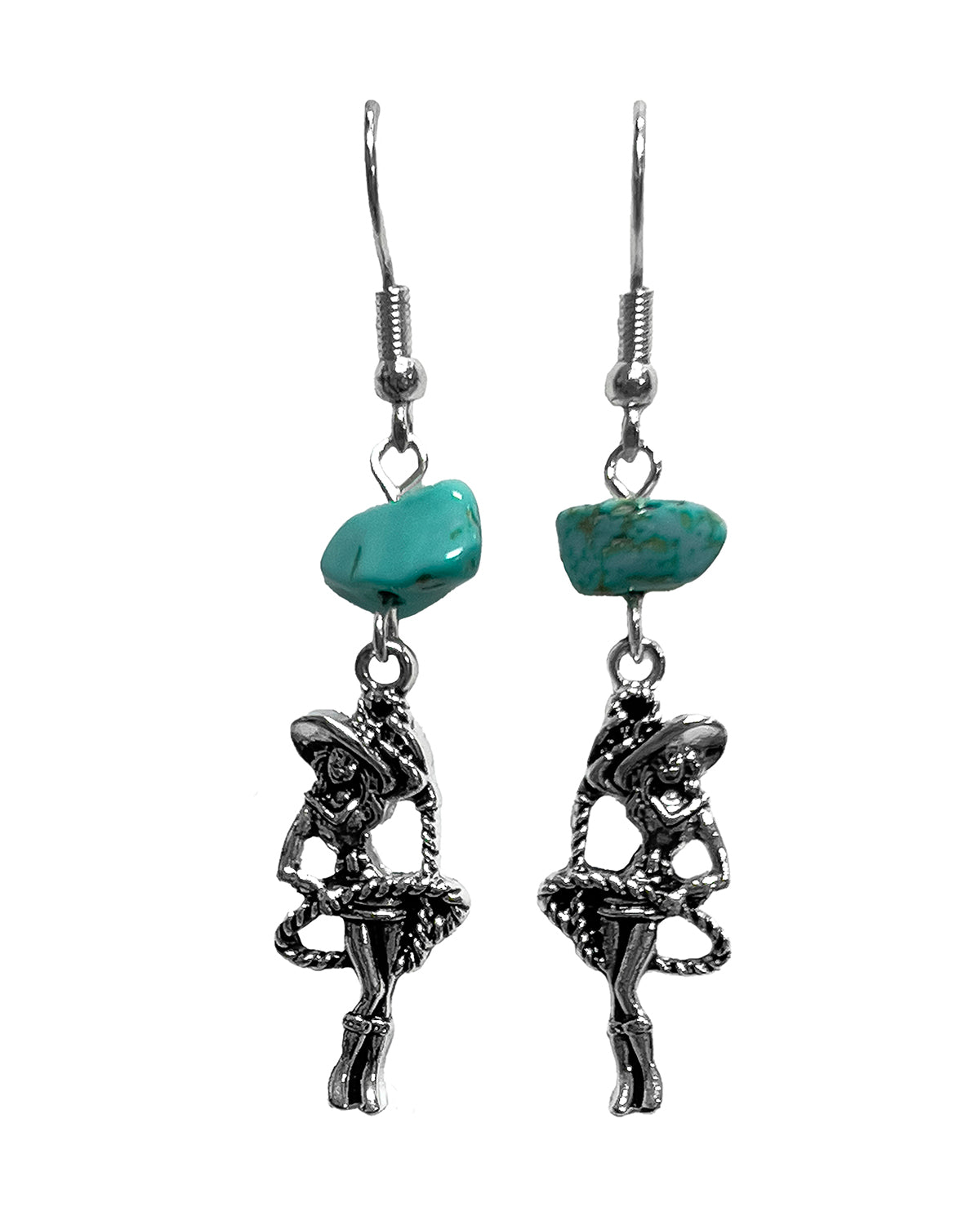 Silver Strike Pin Up Cowgirl Earrings