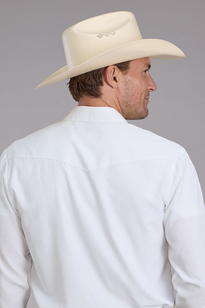 Mens White Tone on Tone L/S Shirt