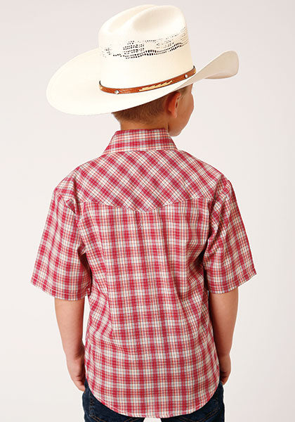 Boys Red Multi Colored S/S Shirt