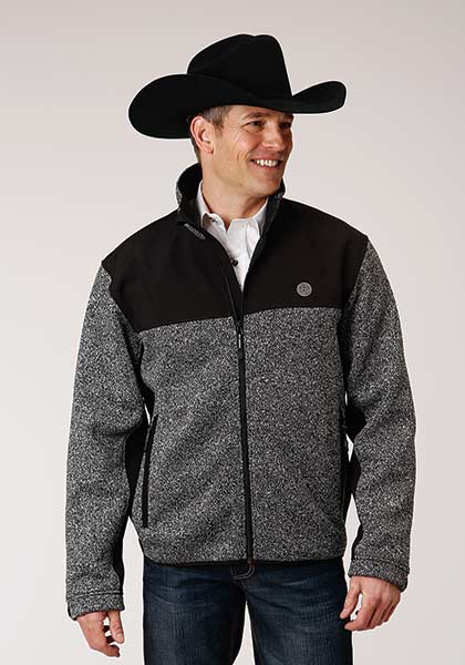 Mens Heathered Charcoal Sweater Bonded Fleece