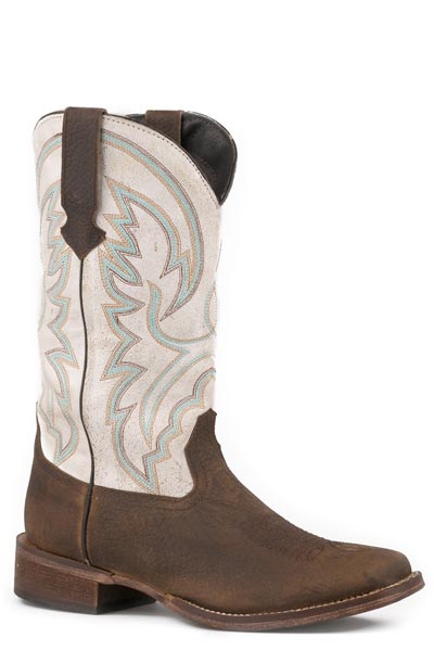 Womens Square Toe Tan with White Roper Boot