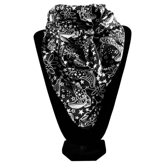 Wild Rag Black and White Cosmic Cowboy Boot Print