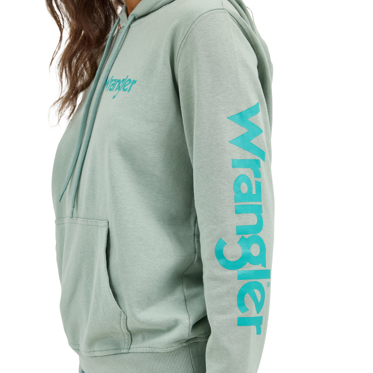 Womens Teal Wrangler Retro Punchy Hoodie