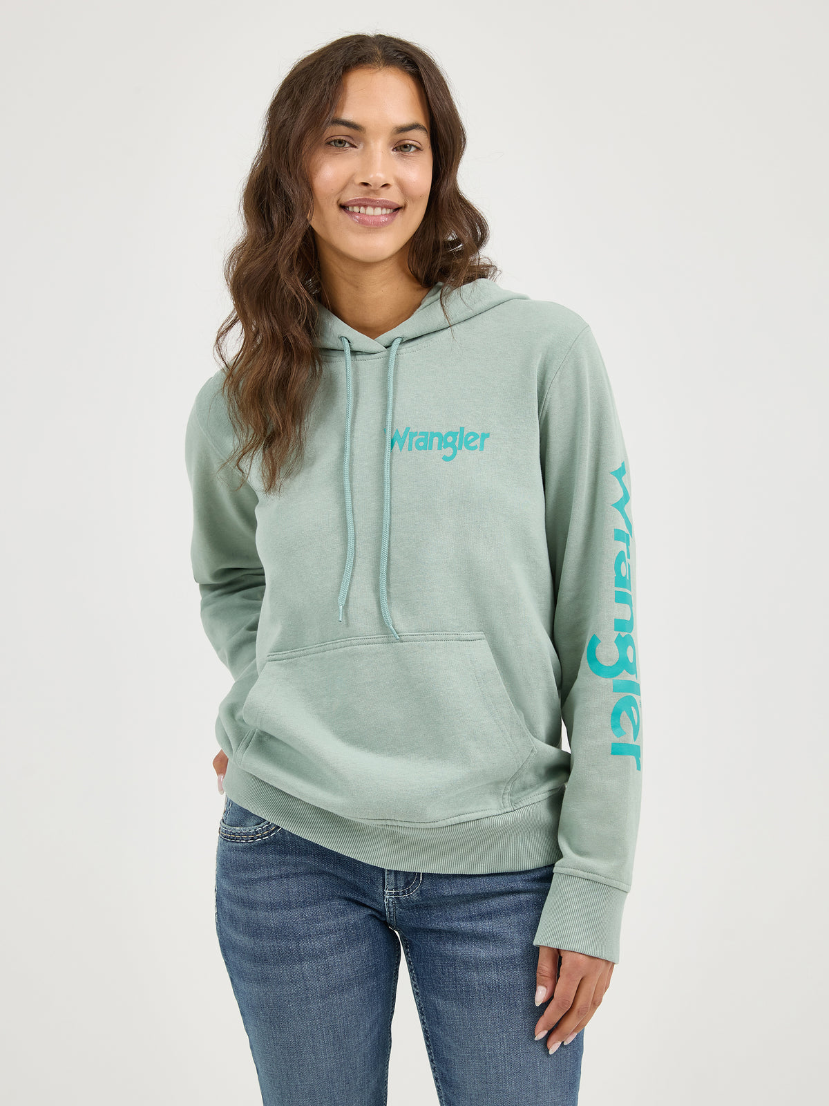 Womens Teal Wrangler Retro Punchy Hoodie