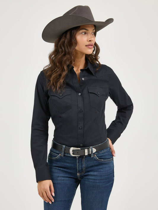 Womens Retro L/S Solid Shirt