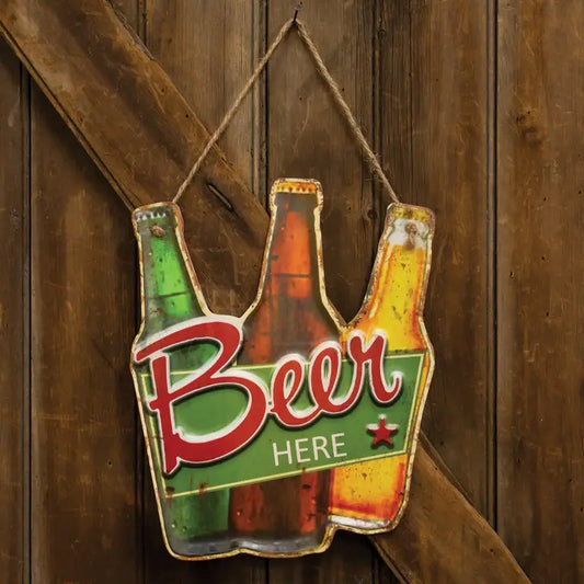 Beer Here Metal Sign