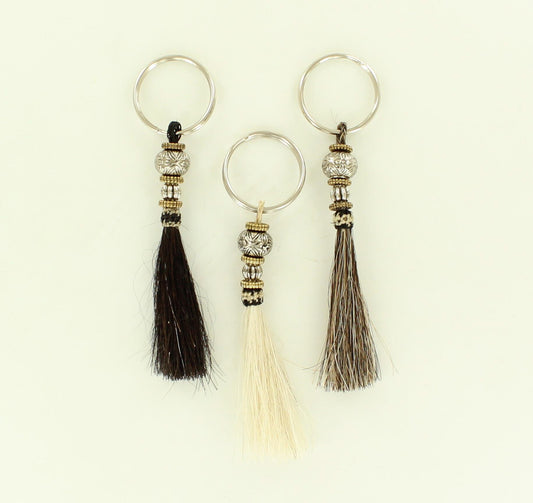 Horsehair Tassel Keyring with Silver Bead