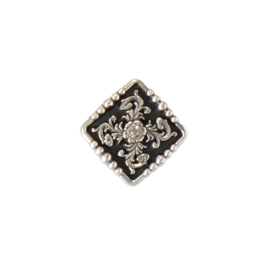 Double S Scarf Slide Antique Silver Diamond Shaped Floral Engraving