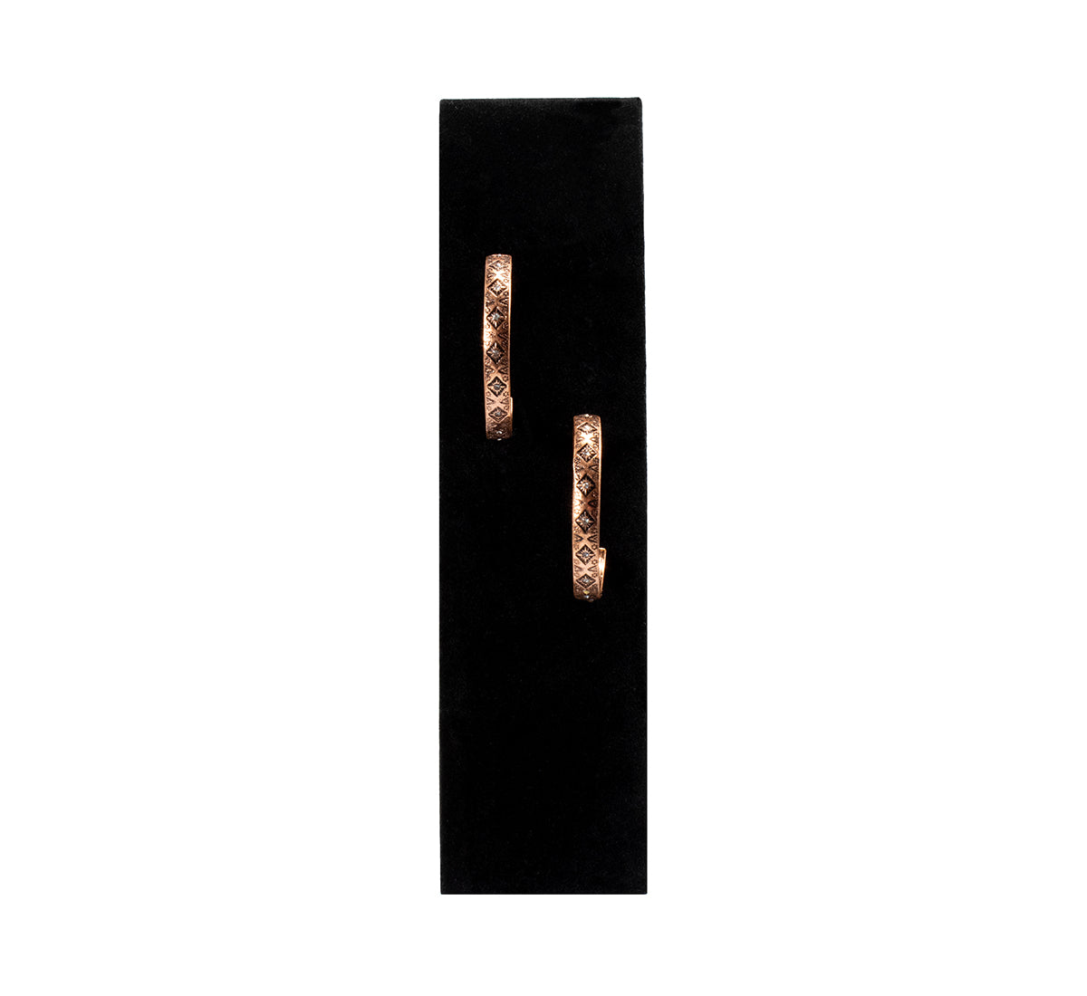 Copper Hoop Earrings with Aztec Pattern