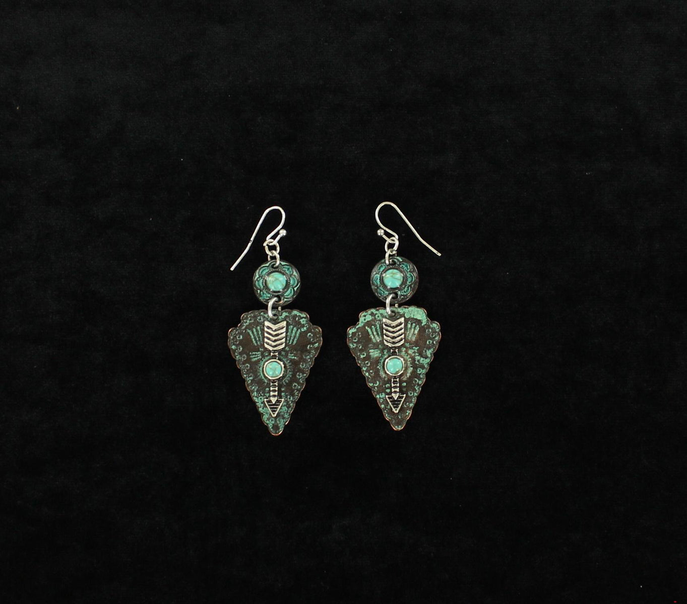 Patina Arrowhead Turquoise Earrings