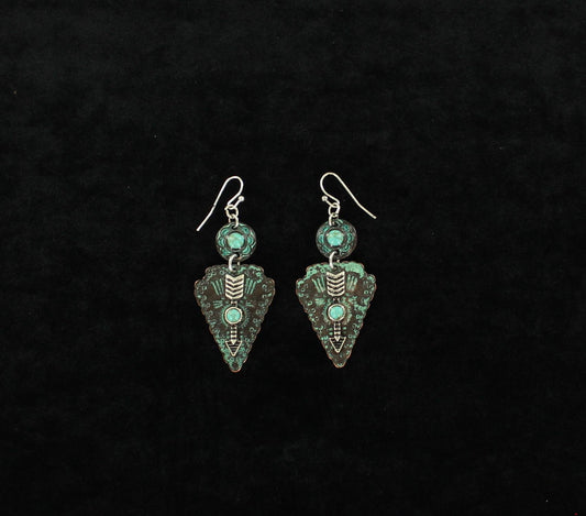 Patina Arrowhead Turquoise Earrings