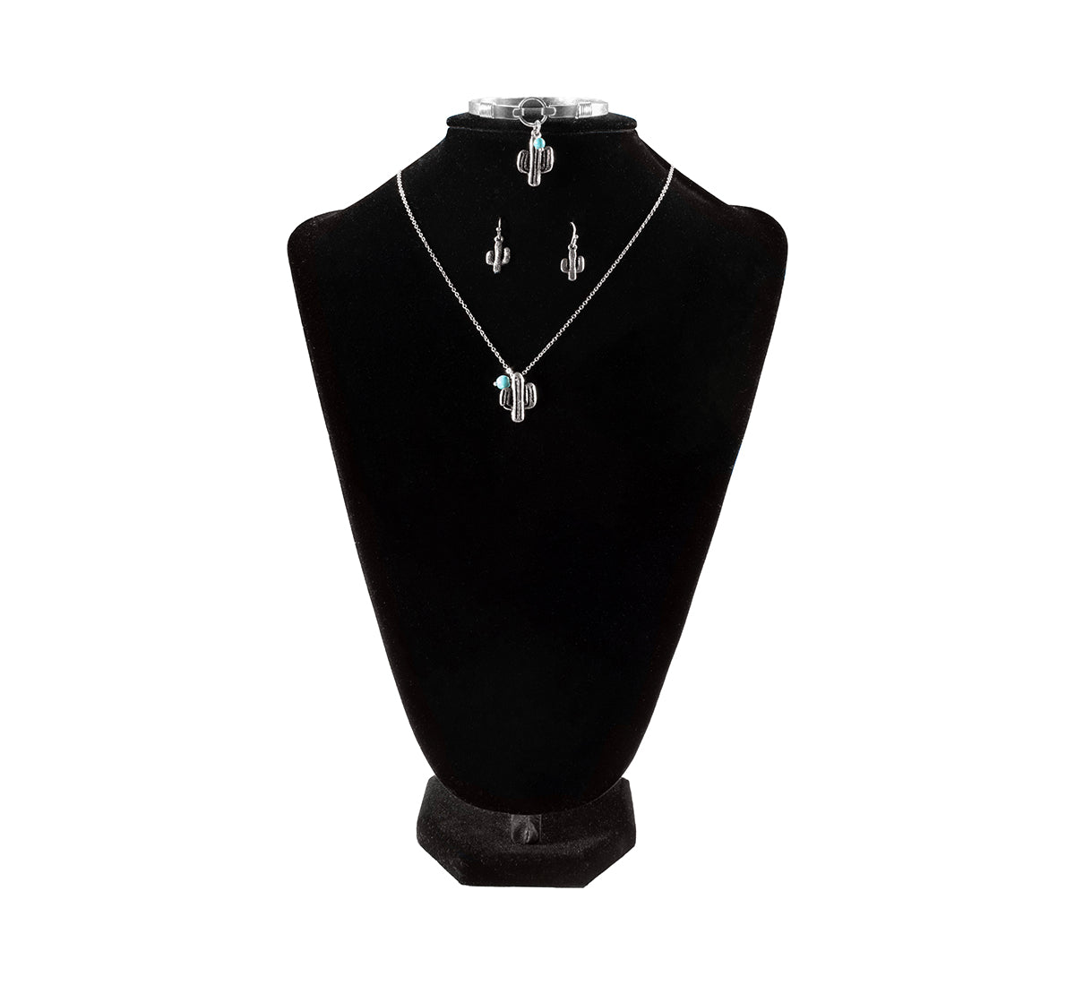 Blazin Roxx Necklace Set Turquoise Stone Cactus Design