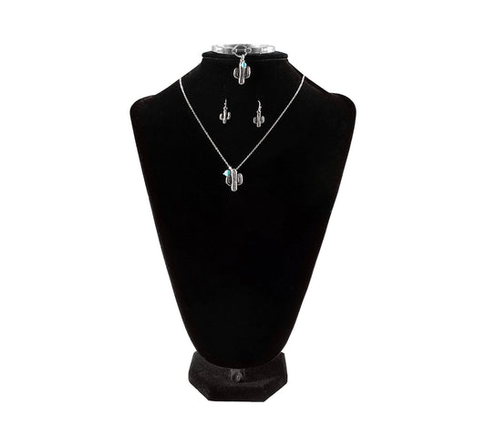 Blazin Roxx Necklace Set Turquoise Stone Cactus Design