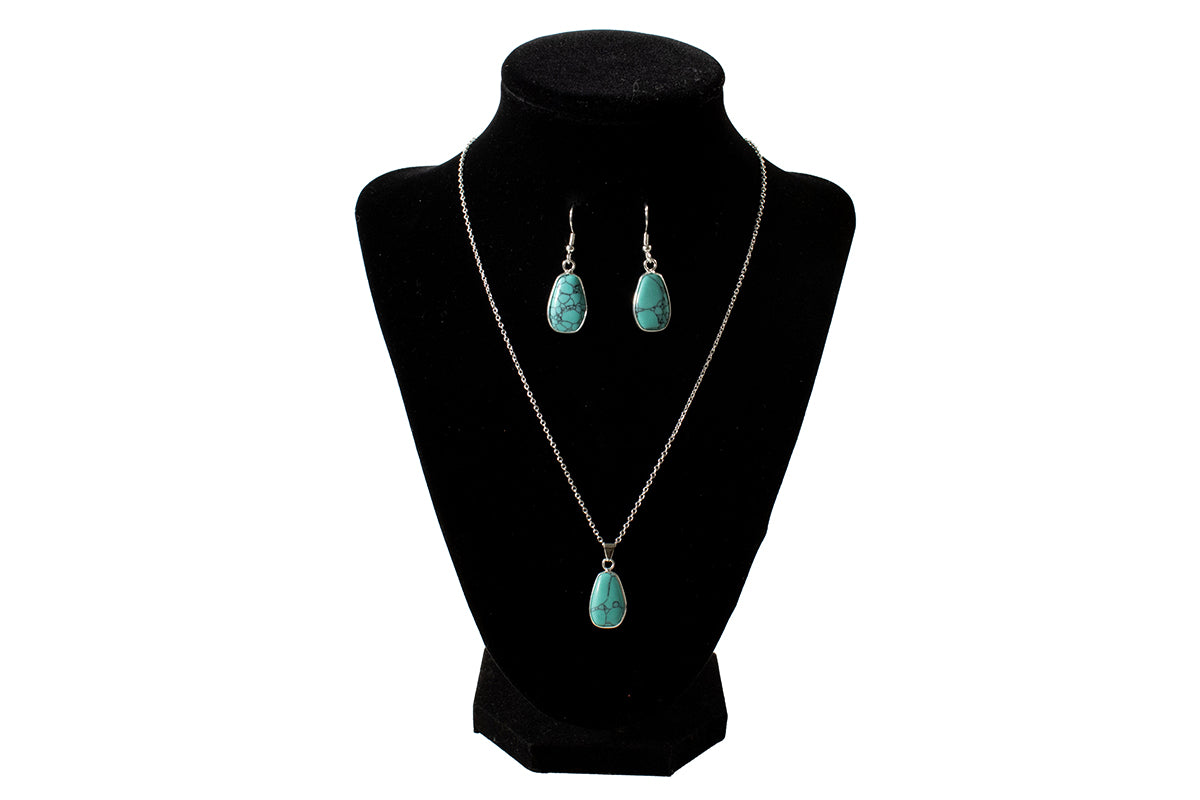 Turquoise Stone Necklace & Earring Set