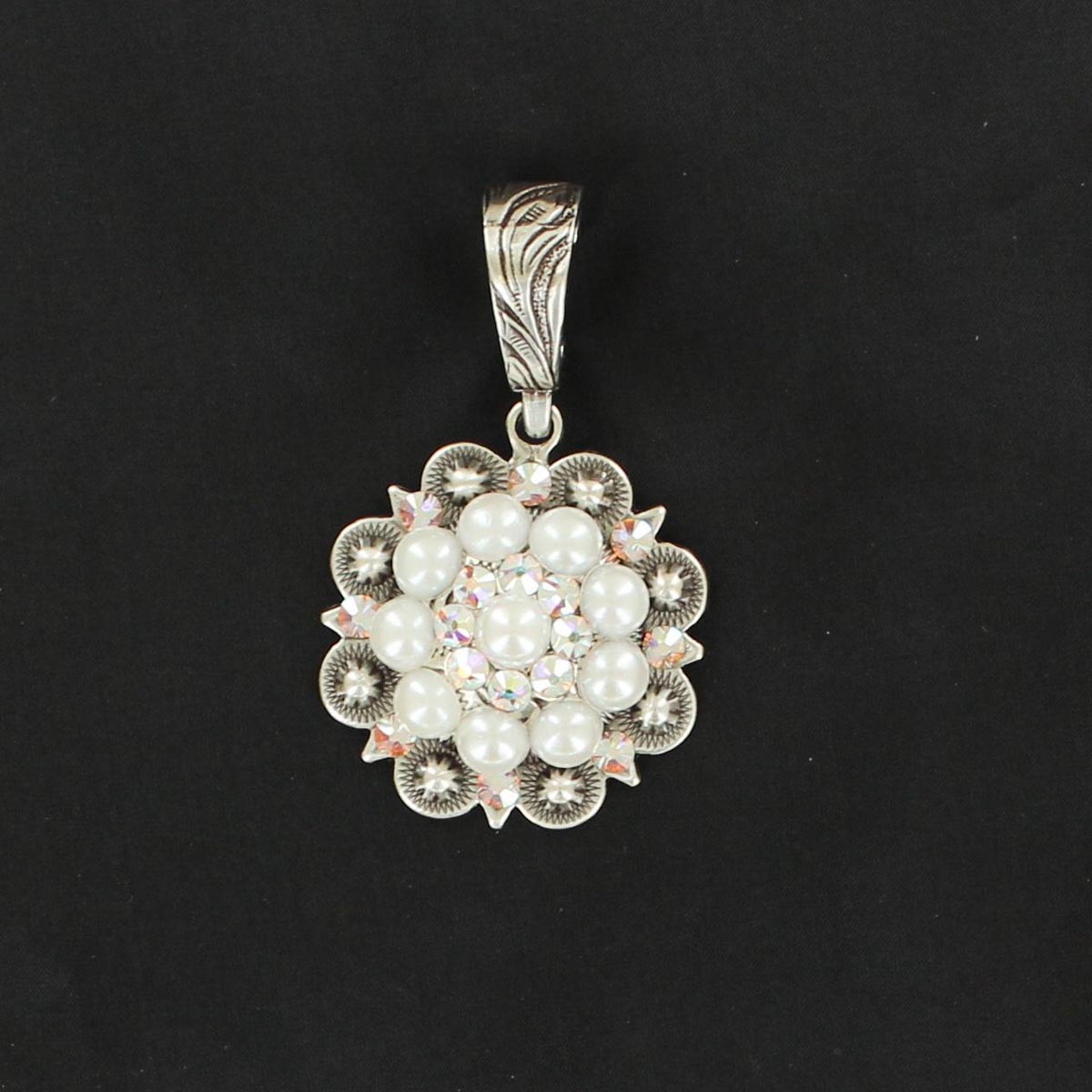 Silver Pendant with Rhinestones & Pearls
