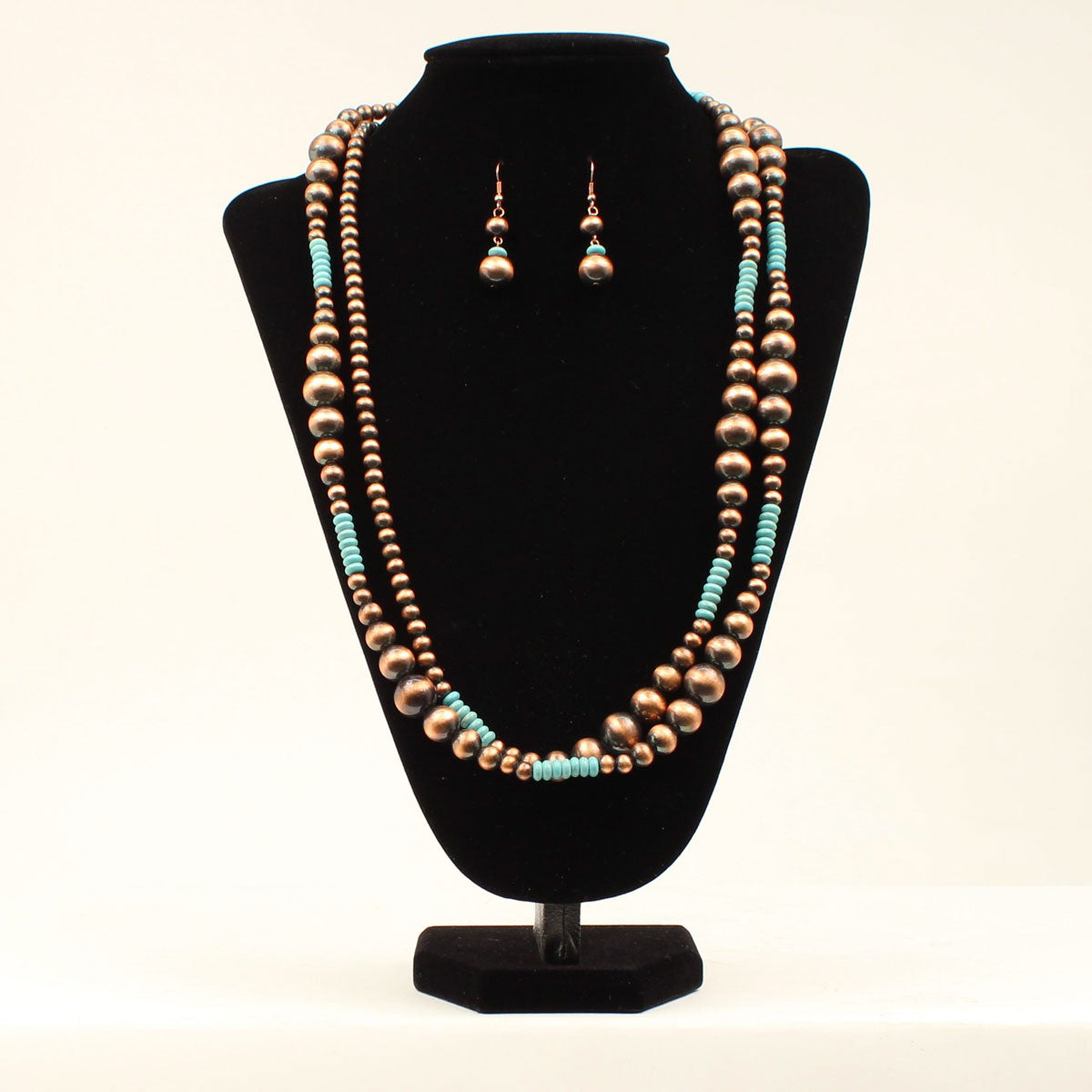 Copper Navajo Pearl with Turquoise Beads Necklace Set