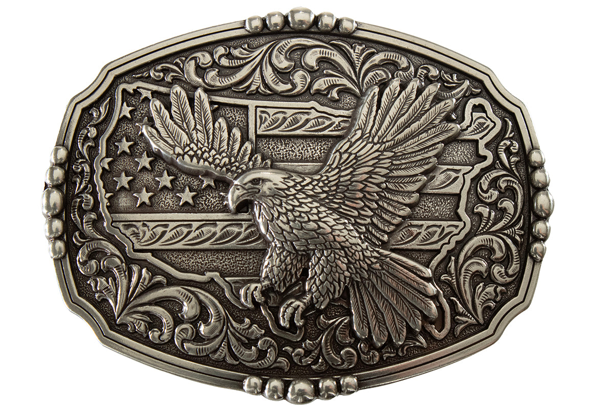 Rectangle American Flag Eagle Buckle