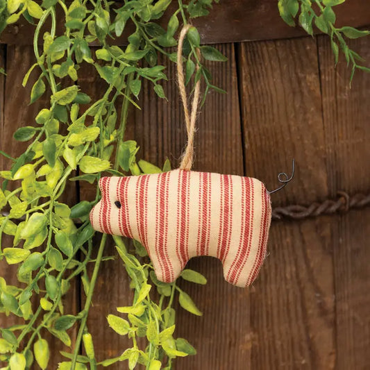 Stuffed Red Stripe Pig Ornament