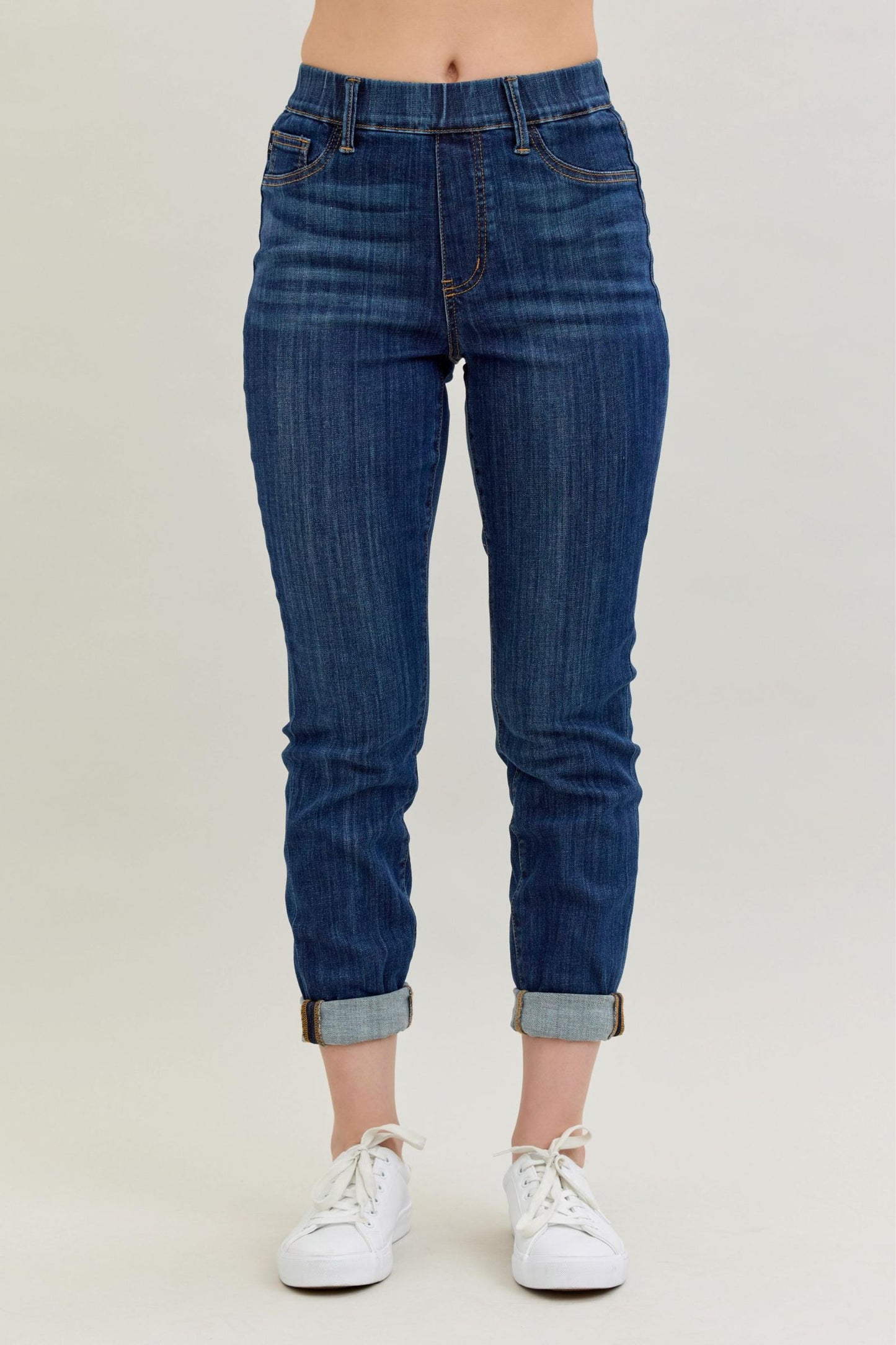 HW Pull On Double Cuff Slim Judy Blue Capri