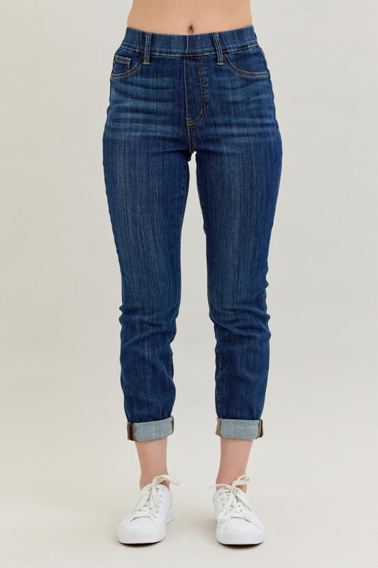HW Pull On Double Cuff Slim Judy Blue Capri