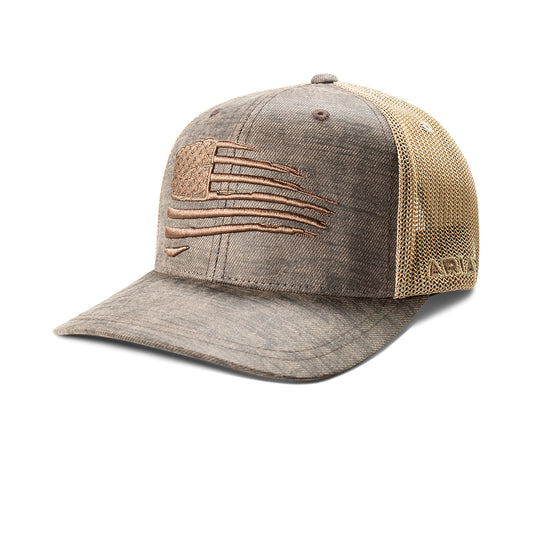 Ariat Mens Embroidered Flag Brown Cap