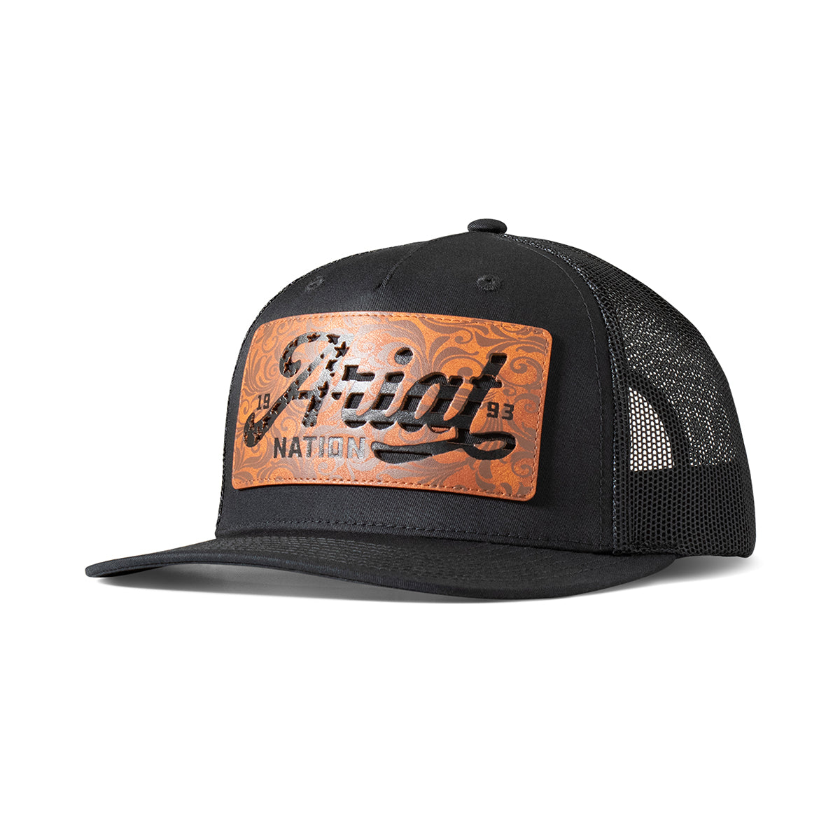 Ariat Mens Cap Black with Leather Patch Filigree Stars & Strips