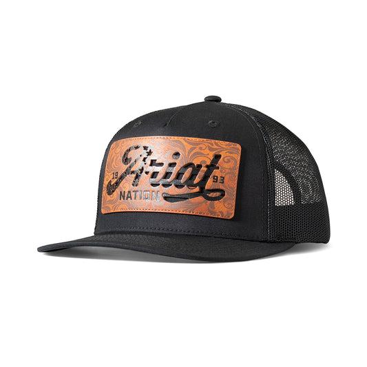 Ariat Mens Cap Black with Leather Patch Filigree Stars & Strips