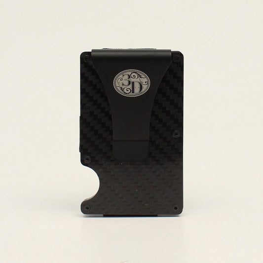 3D Mens Smart Wallet Black  Carbon Fiber and Stainless Steel  RFID Blocking