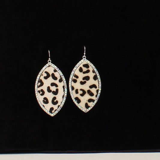 Silver Strike Earrings Cheetah Print Teardrop Style with Crystals