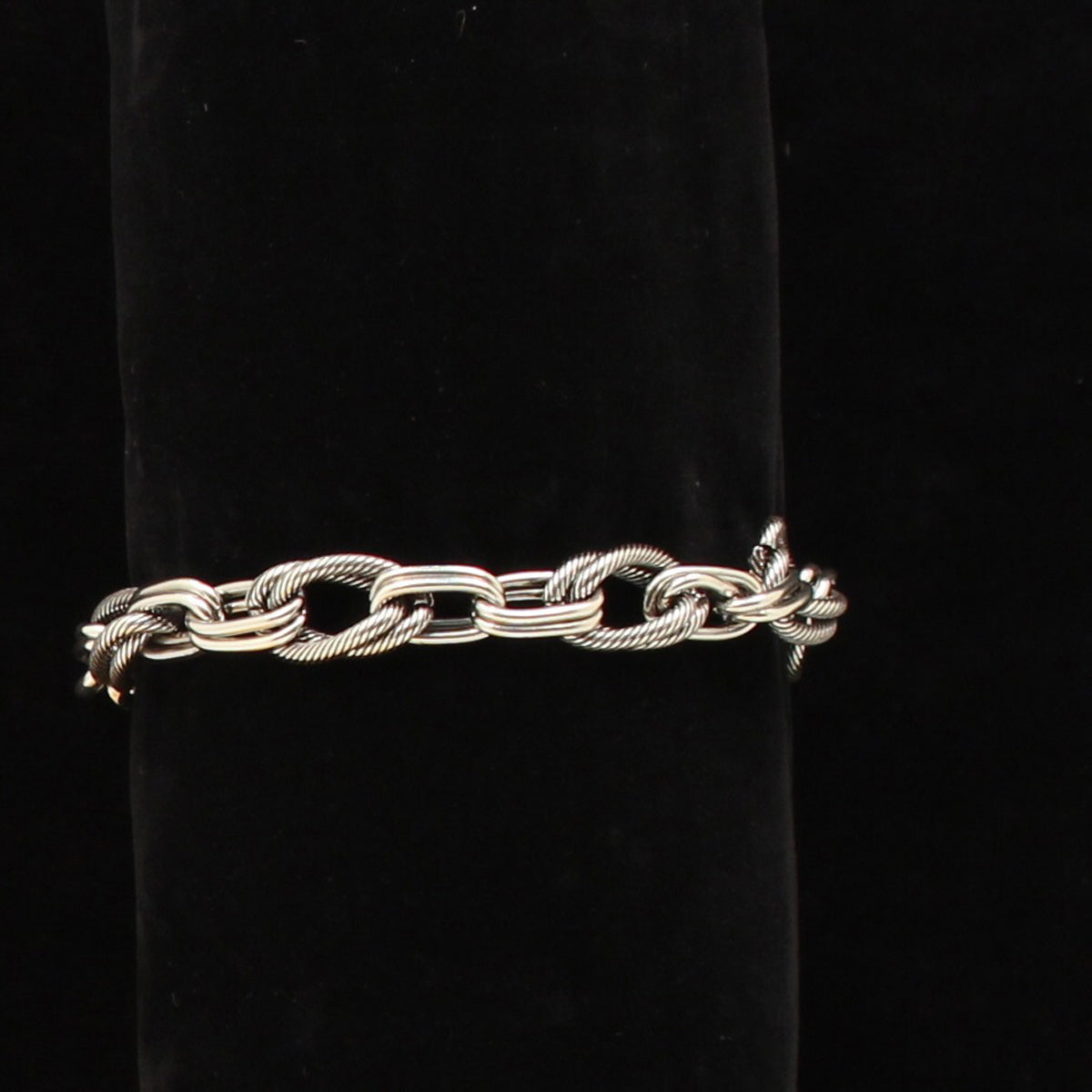 Silver Strike Men's Rope Link Bracelet Antique Silver Finish