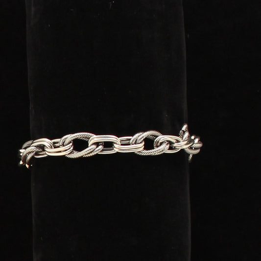 Silver Strike Men's Rope Link Bracelet Antique Silver Finish