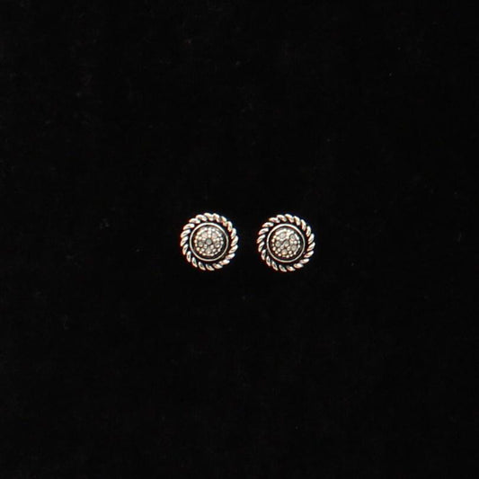 Stones with Rope Edge Stud Earrings