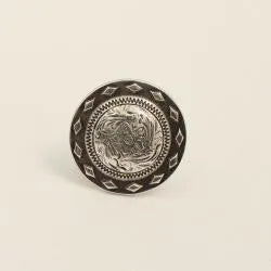 Antique Silver Round w/ Diamond Pattern Scarf Slide