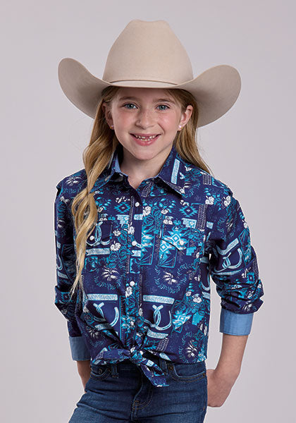 Girls L/S Tropical Resort Print Shirt