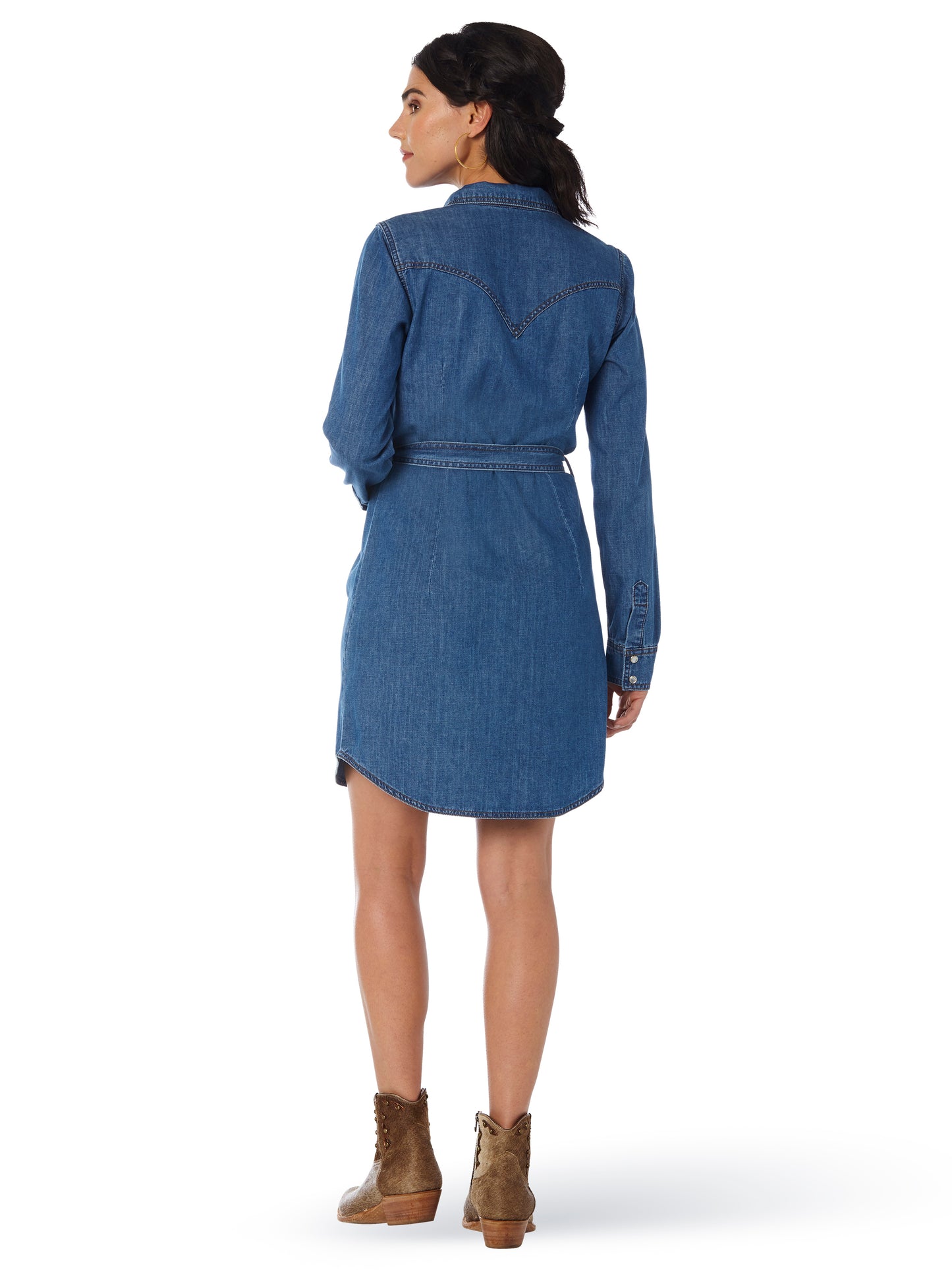 Womens Wrangler Long Sleeve Denim Snap Dress