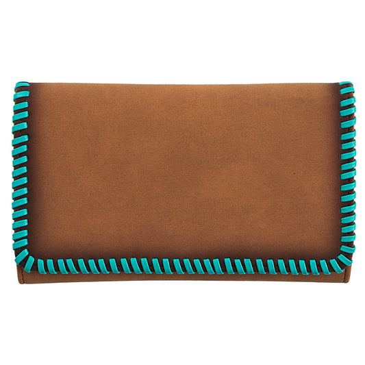 Priscilla Style Nocona Ladies Wallet with Turquoise Leather Lacing