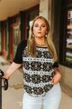Black TQ Aztec Short Sleeve Top
