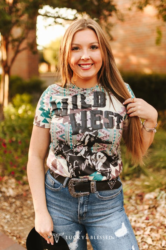Wild West Aztec Print Short Sleeve Shirt