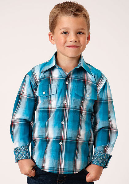 Boys Deep Pool Ombre L/S Roper Shirt
