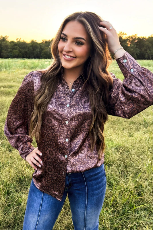 Bronzed Bloom Button Up Shirt