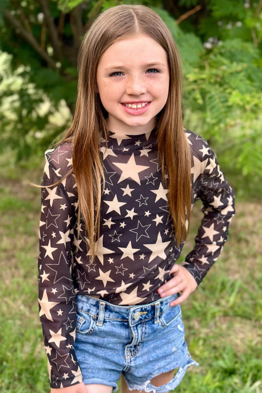 Go Team Go Black & Gold Girls Mesh Top