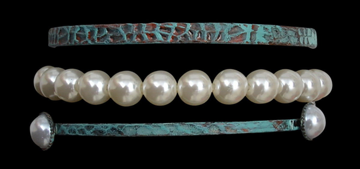 Patina Metal & Pearl Bracelet Set