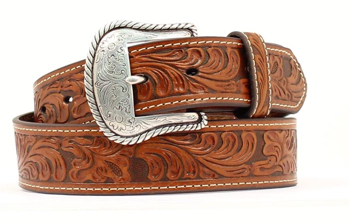 Men's Nocona Tooled Leather Brown Belt