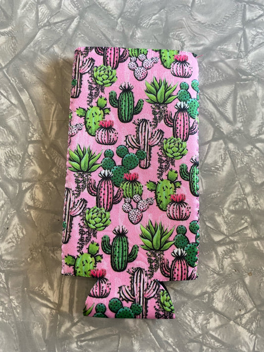 Pink Cactus Slim Coozie
